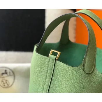 Hermes Vert Criquet Picotin Lock PM 18cm Ručně vyráběná taška