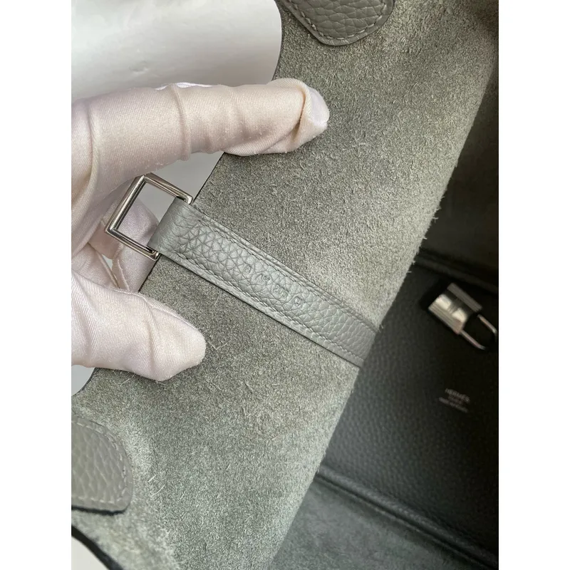 Hermes Picotin Lock 18 Ručně vyráběná taška v kůži Gris Meyer Clemence