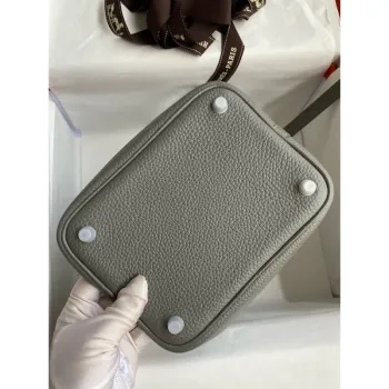 Hermes Picotin Lock 18 Ručně vyráběná taška v kůži Gris Meyer Clemence