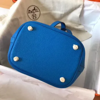 Hermes Blue Hydra Picotin Lock PM 18cm Ručně vyráběná taška