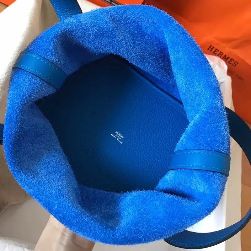 Hermes Blue Hydra Picotin Lock PM 18cm Ručně vyráběná taška