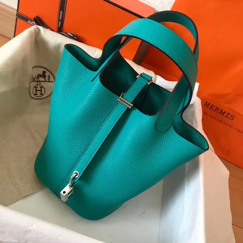 Hermes Blue Paon Picotin Lock PM 18cm Ručně vyráběná taška