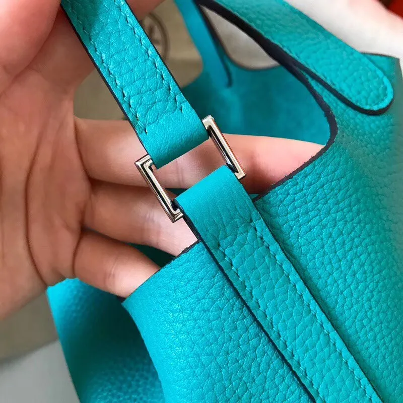 Hermes Blue Paon Picotin Lock PM 18cm Ručně vyráběná taška