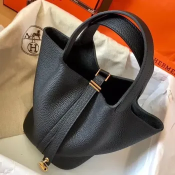 Hermes Black Picotin Lock PM 18cm Ručně vyráběná taška