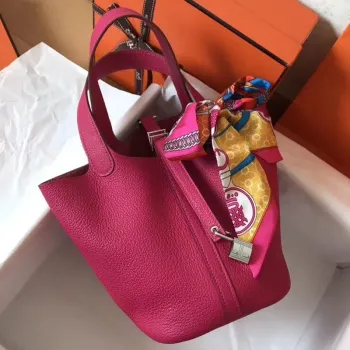 Hermes Peach Picotin Lock PM 18cm Ručně vyráběná taška