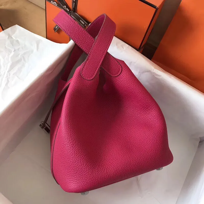 Hermes Peach Picotin Lock PM 18cm Ručně vyráběná taška