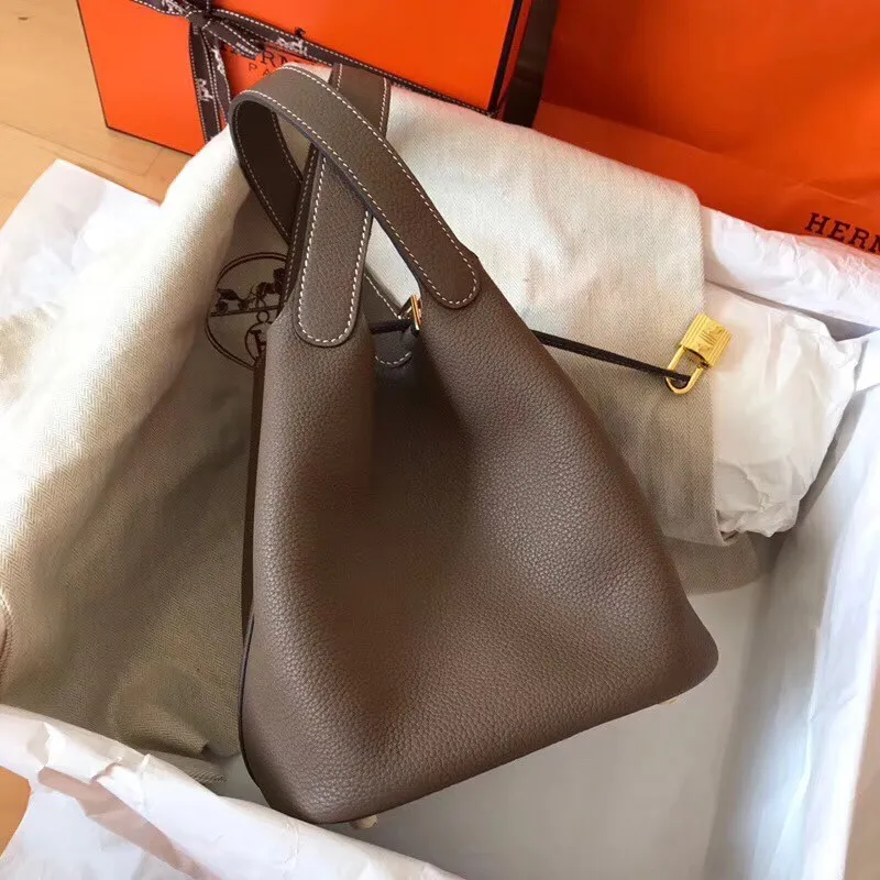 Hermes Taupe Picotin Lock PM 18cm Ručně vyráběná taška