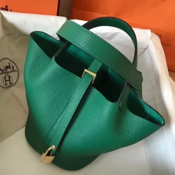 Hermes Vert Vertigo Picotin Lock PM 18cm Ručně vyráběná taška