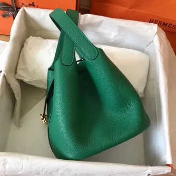 Hermes Vert Vertigo Picotin Lock PM 18cm Ručně vyráběná taška