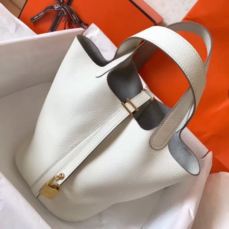 Hermes White Picotin Lock PM 18cm Ručně vyráběná taška