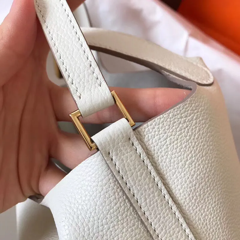 Hermes White Picotin Lock PM 18cm Ručně vyráběná taška