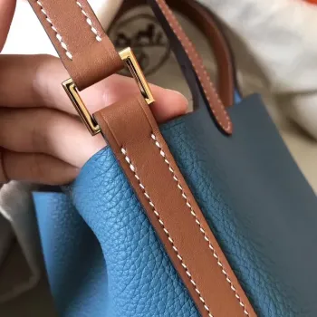 Hermes Bicolor Picotin Lock PM 18cm Taška Blue Jean