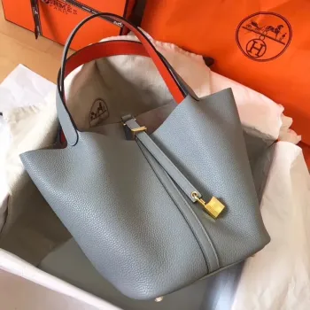 Hermes Bicolor Picotin Lock PM 18cm Modrá Lin Taška