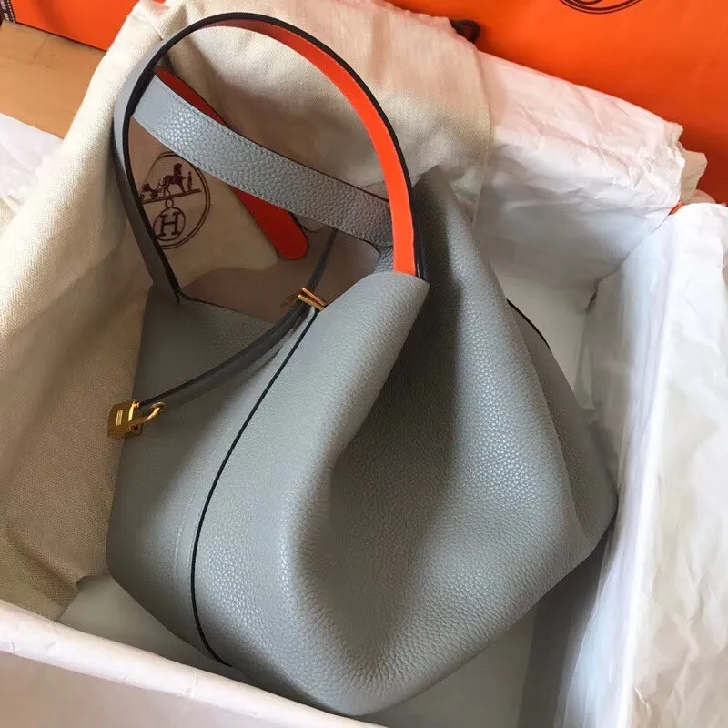 Hermes Bicolor Picotin Lock PM 18cm Modrá Lin Taška