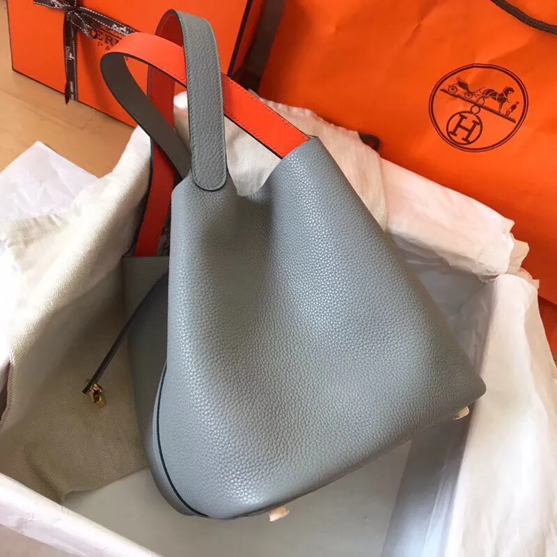 Hermes Bicolor Picotin Lock PM 18cm Modrá Lin Taška