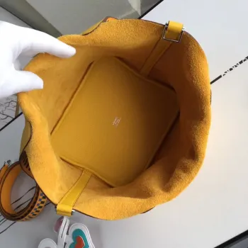 Hermes Žlutá Picotin Lock 22cm Taška s Pletenou Rukojetí