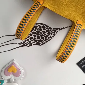 Hermes Žlutá Picotin Lock 22cm Taška s Pletenou Rukojetí