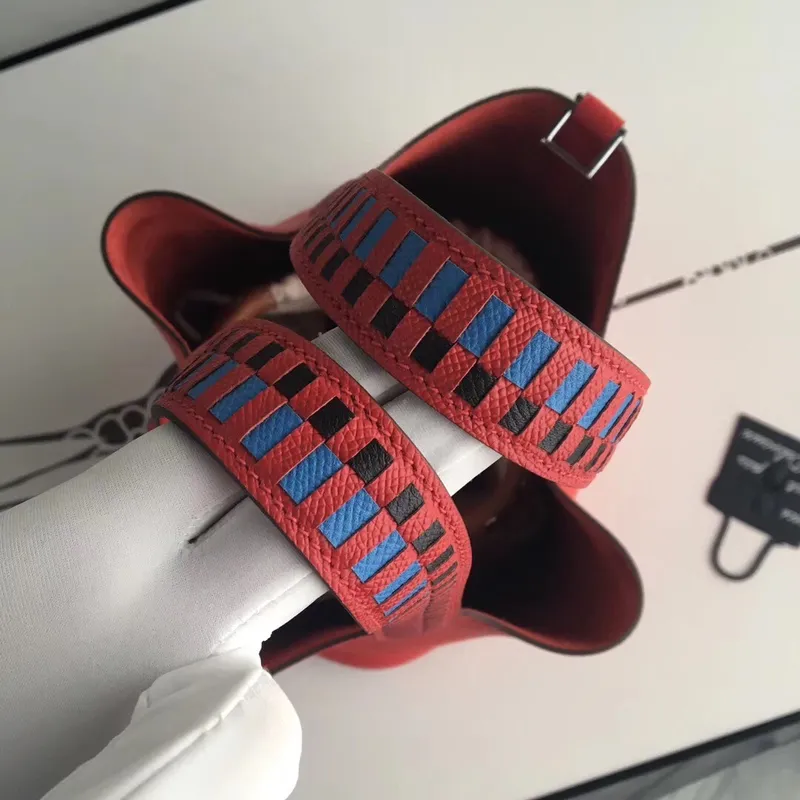 Hermes Red Picotin Lock 22cm Taška s pletenou rukojetí