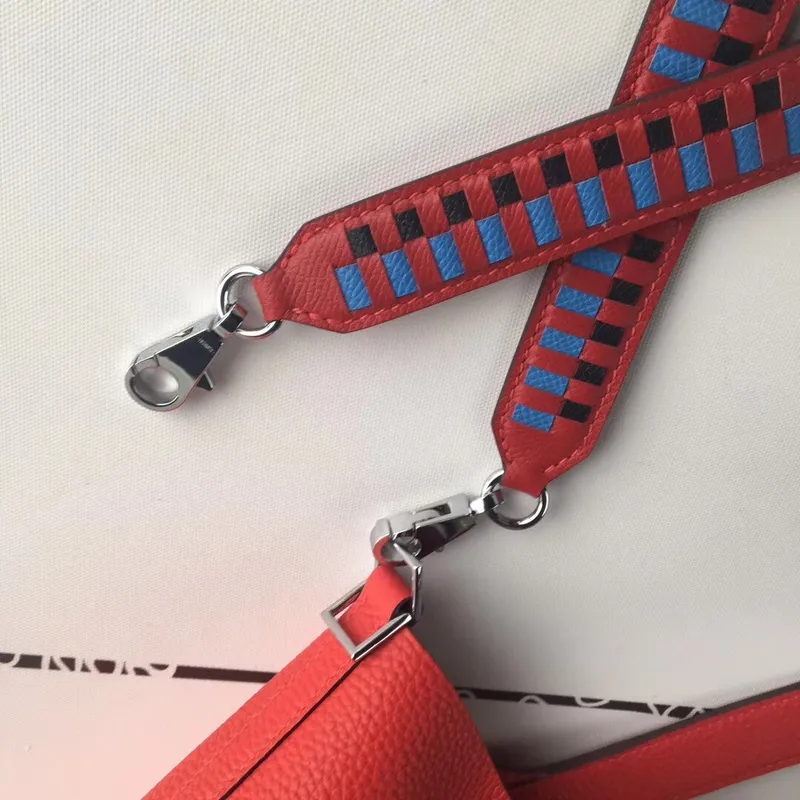 Hermes Red Picotin Lock 22cm Taška s pletenou rukojetí