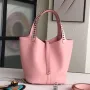 Hermes Pink Picotin Lock 22cm Taška s pletenou rukojetí
