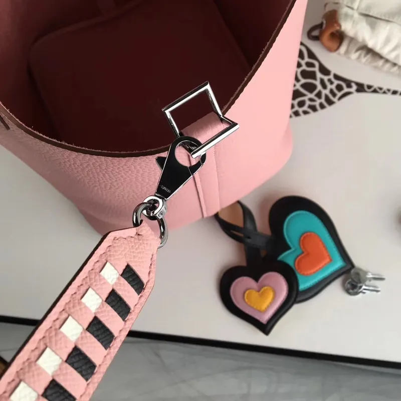 Hermes Pink Picotin Lock 22cm Taška s pletenou rukojetí
