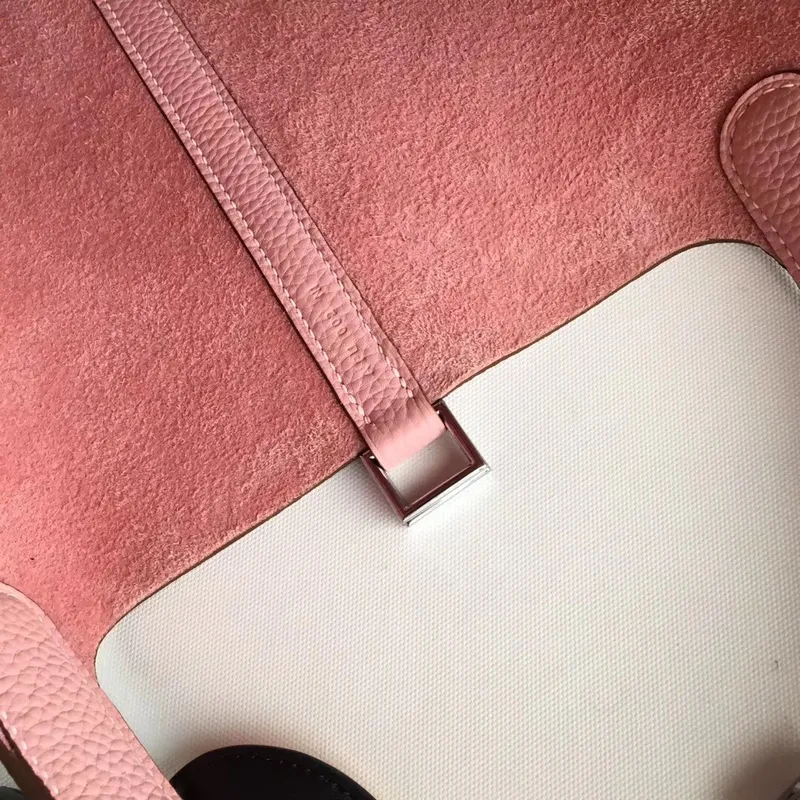 Hermes Pink Picotin Lock 22cm Taška s pletenou rukojetí