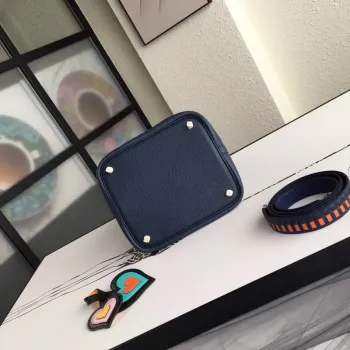 Hermes Navy Picotin Lock 22cm Taška s pletenou rukojetí