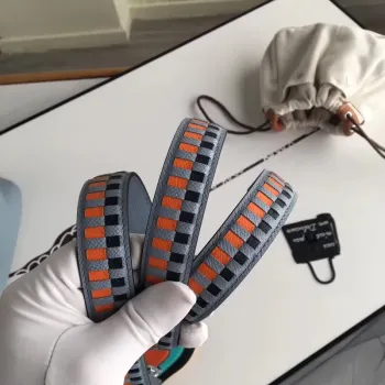 Hermes Blue Lin Picotin Lock 22cm Taška s pletenou rukojetí