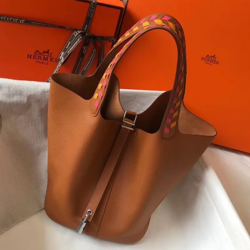 Hermes Gold Picotin Lock 22 Taška s pletenými rukojeťmi