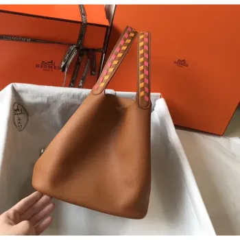 Hermes Gold Picotin Lock 22 Taška s pletenými rukojeťmi