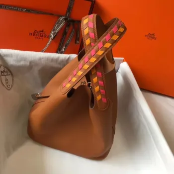 Hermes Gold Picotin Lock 22 Taška s pletenými rukojeťmi