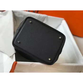 Hermes Black Picotin Lock 22 Taška s pletenými rukojeťmi