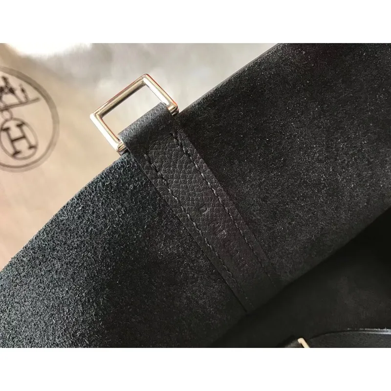 Hermes Black Picotin Lock 22 Taška s pletenými rukojeťmi