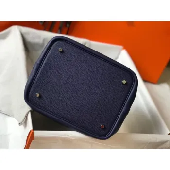 Hermes Sapphire Picotin Lock 22 Taška s pletenými rukojeťmi