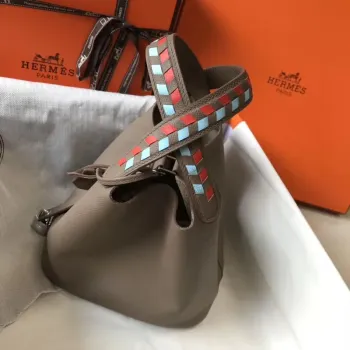 Hermes Taupe Picotin Lock 22 Taška s pletenými rukojeťmi