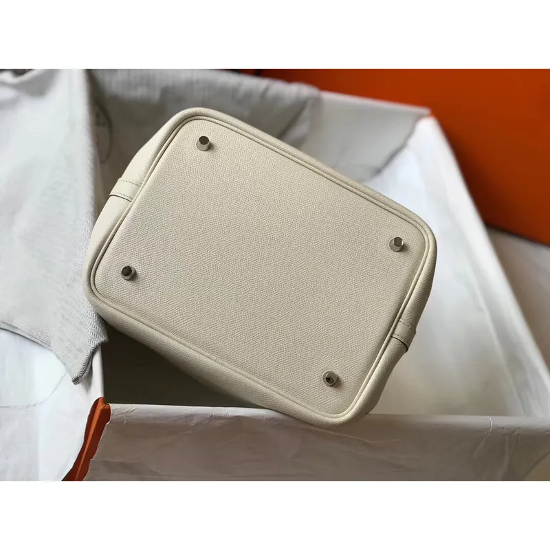 Hermes White Picotin Lock 22 Taška s pletenými rukojeťmi