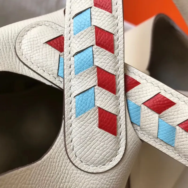 Hermes White Picotin Lock 22 Taška s pletenými rukojeťmi