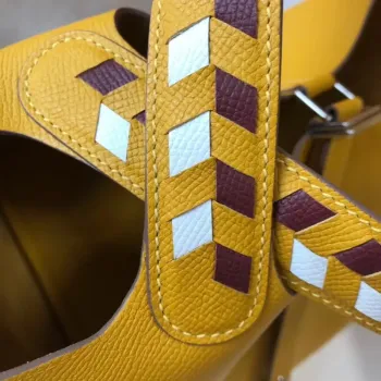 Hermes Žlutá Picotin Lock 22 Taška s Pletenými Rukojeťmi