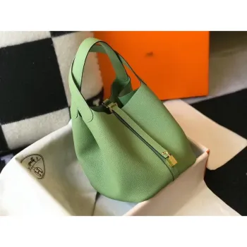 Hermes Vert Criquet Picotin Lock MM 22cm Ručně vyráběná taška