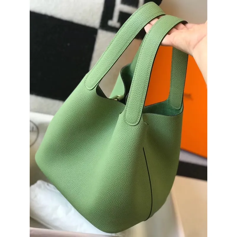 Hermes Vert Criquet Picotin Lock MM 22cm Ručně vyráběná taška