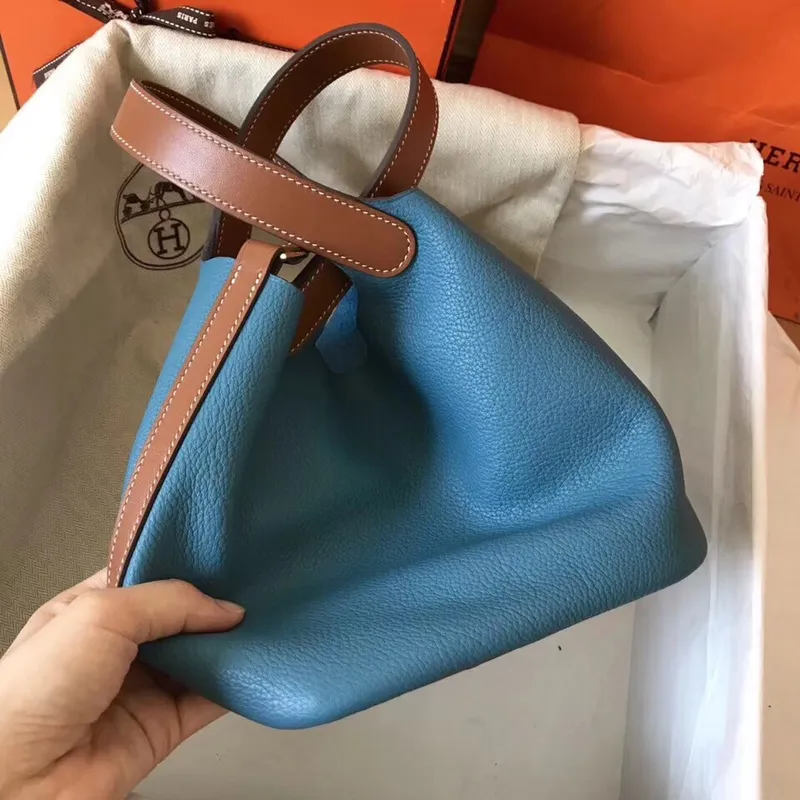 Hermes Bicolor Picotin Lock MM 22cm Taška Blue Jean