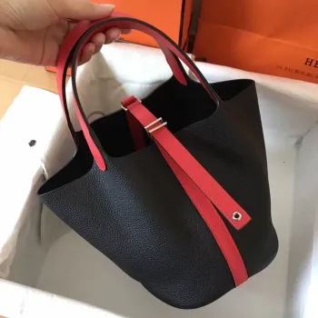 Hermes Bicolor Picotin Lock MM 22cm Černá Taška