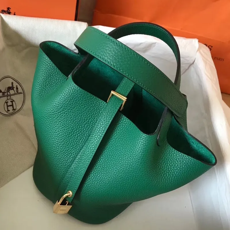Hermes Vert Vertigo Picotin Lock MM 22cm Ručně vyráběná taška