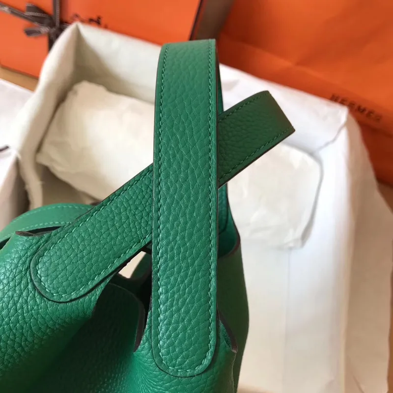 Hermes Vert Vertigo Picotin Lock MM 22cm Ručně vyráběná taška