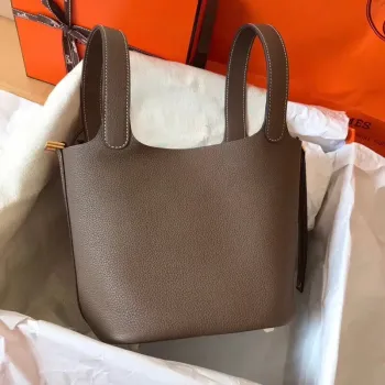 Hermes Taupe Picotin Lock MM 22cm Ručně vyráběná taška