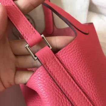Hermes Růžová rtěnka Picotin Lock MM 22cm Ručně vyráběná taška