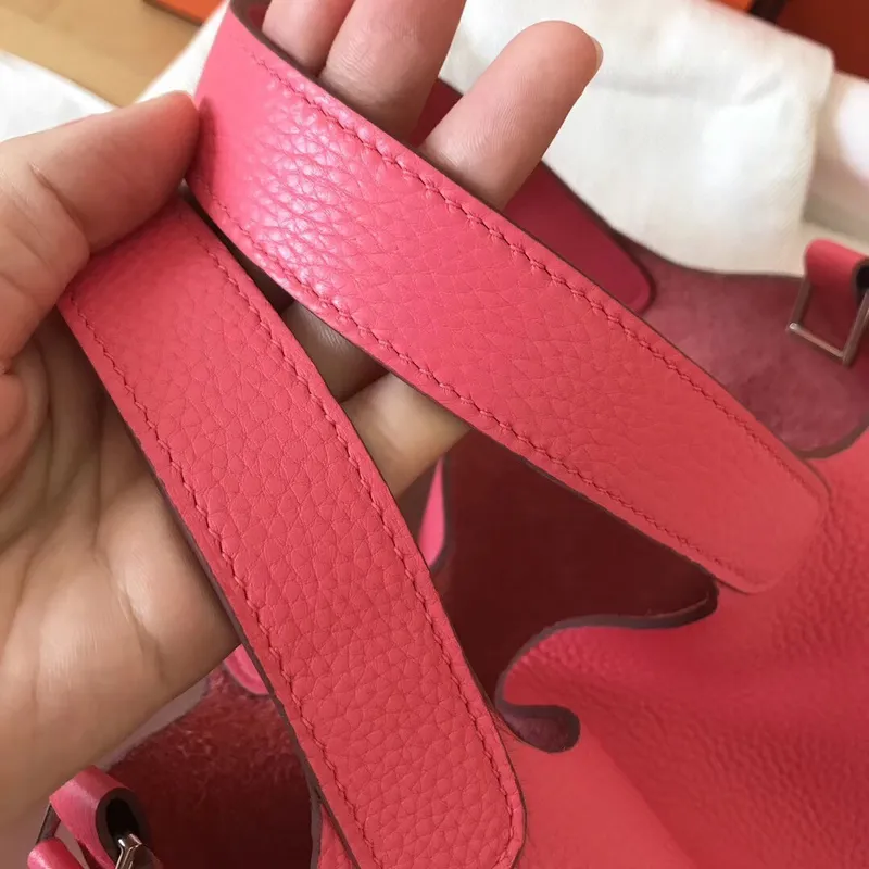 Hermes Růžová rtěnka Picotin Lock MM 22cm Ručně vyráběná taška