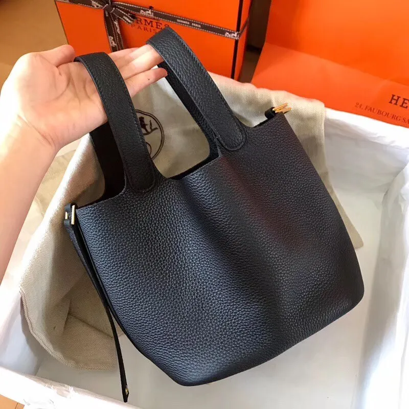 Hermes Black Picotin Lock MM 22cm Ručně vyráběná taška
