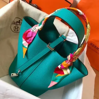 Hermes Blue Paon Picotin Lock MM 22cm Ručně vyráběná taška