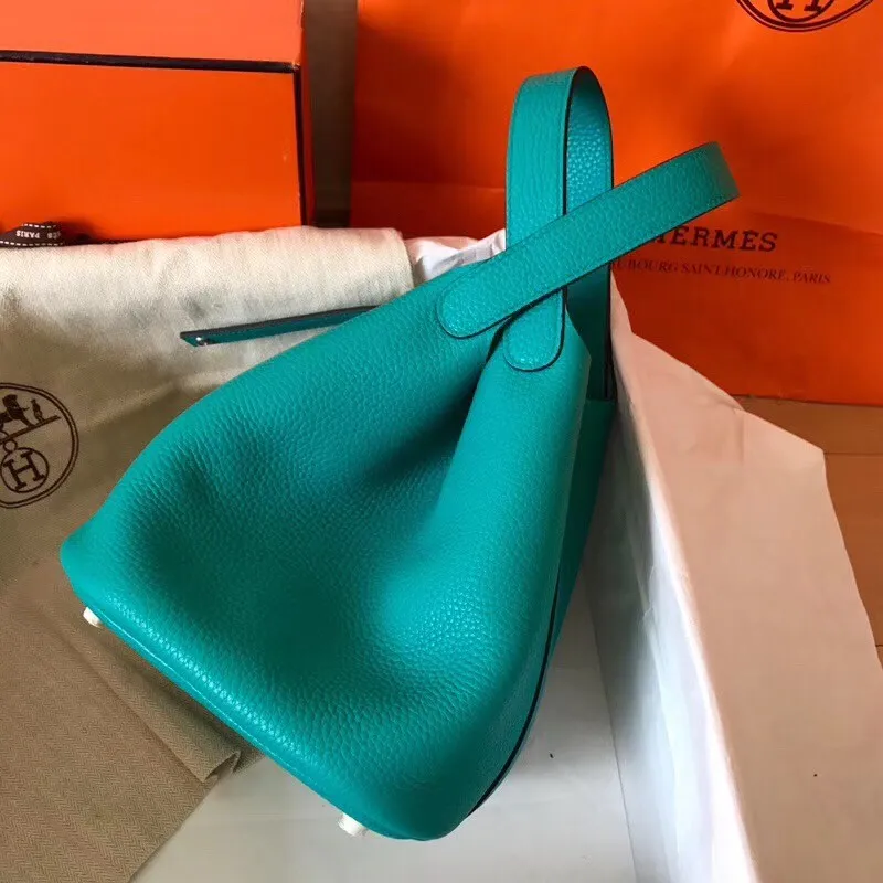 Hermes Blue Paon Picotin Lock MM 22cm Ručně vyráběná taška